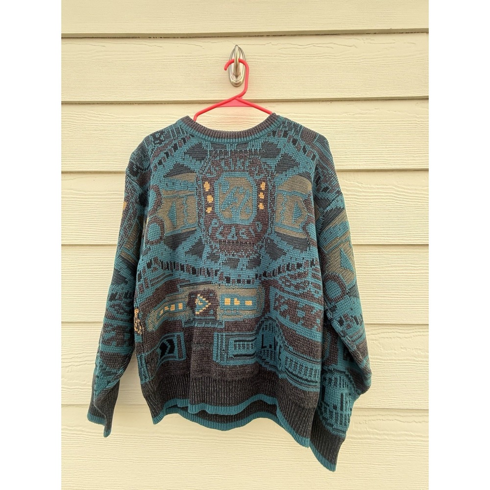 1980s Vintage Explosive Styling Saturdays Knit Sweater Vibrant Size Medium
